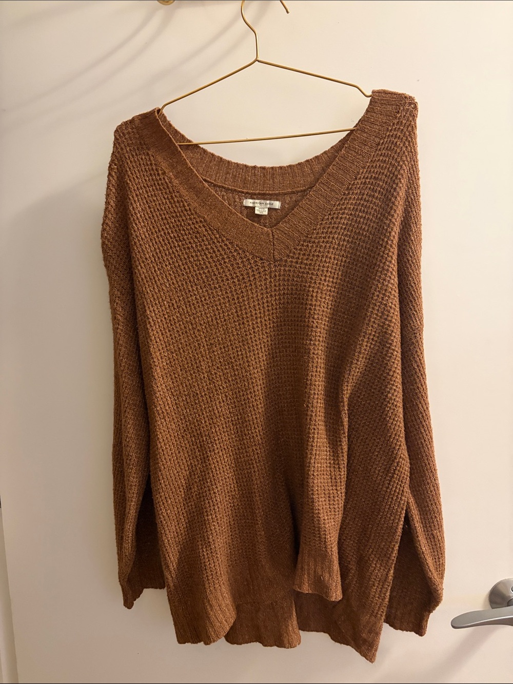 AMERICAN EAGLE Cozy V-Neck Brown/Orange Women’s Sweater